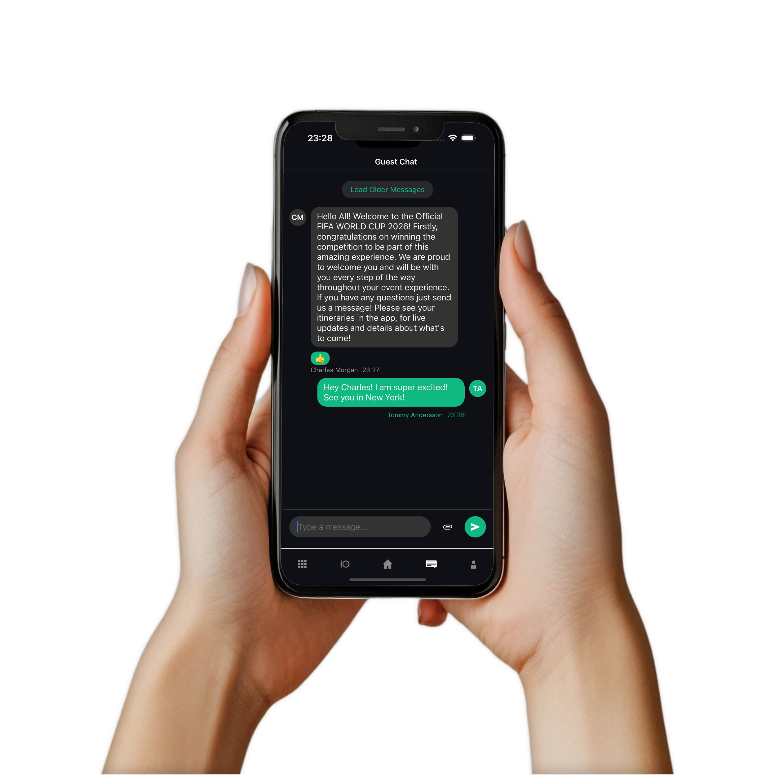 OnTimely integrated chat on mobile