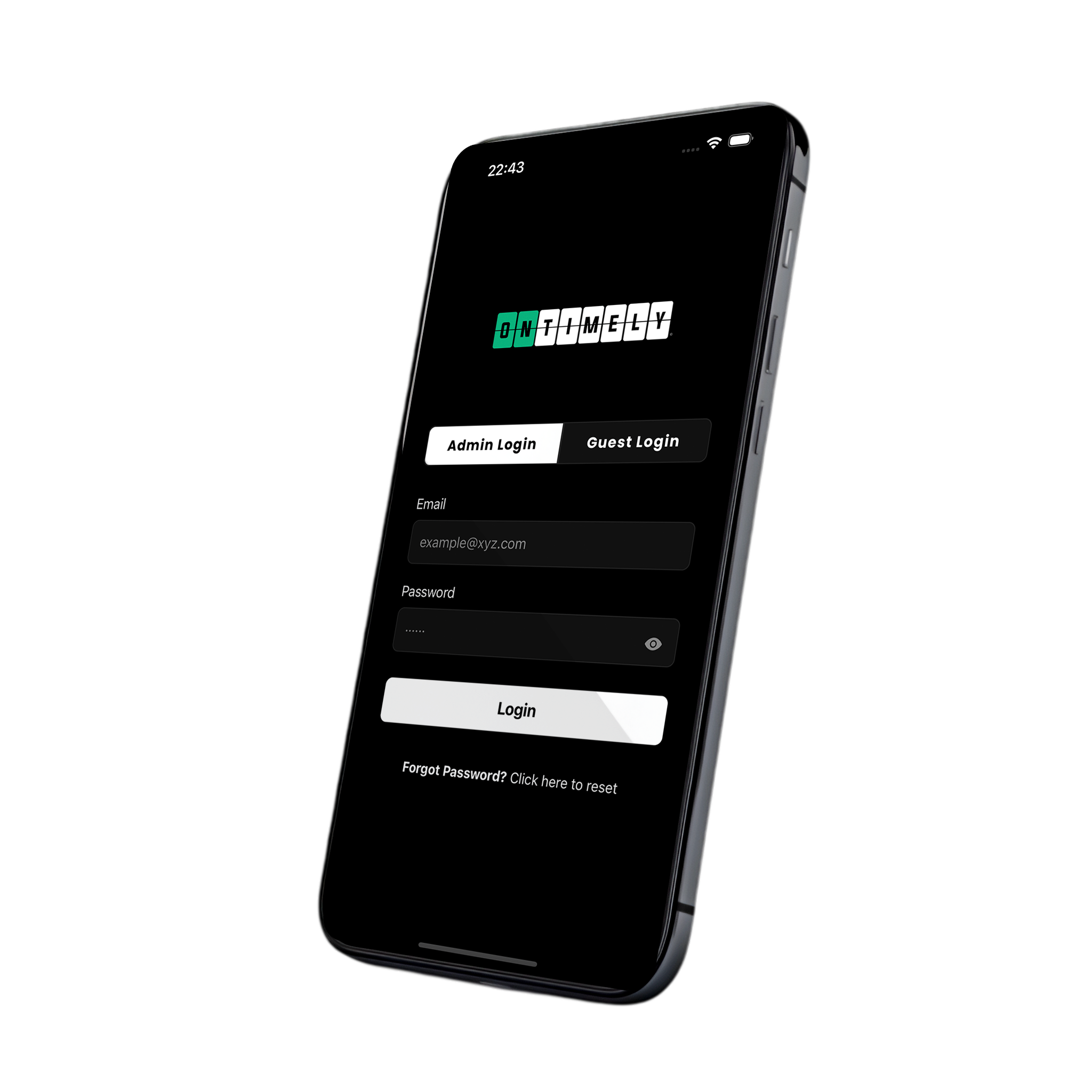 OnTimely admin login on mobile