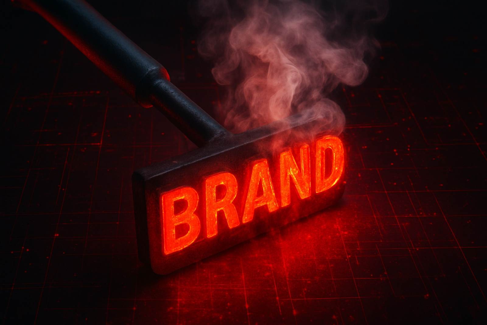 Glowing BRAND iron hero visual for LEVEL branding service